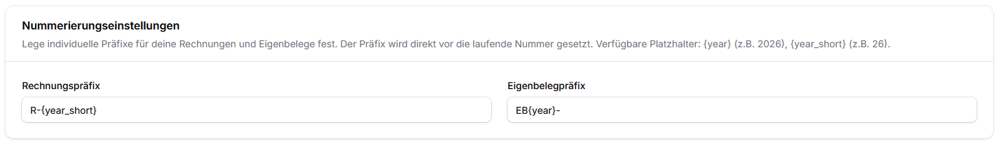 Nummerierungseinstellungen