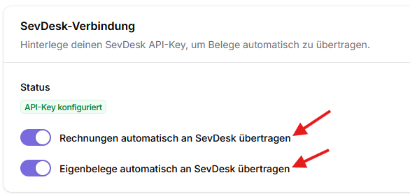 SevDesk Einstellungen